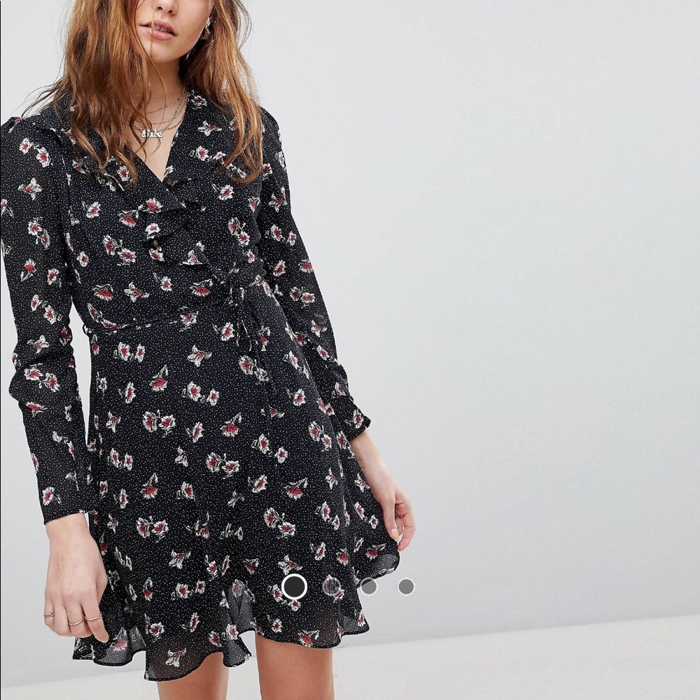 Glamorous Wrap Tea Dress With Ruffle In Print